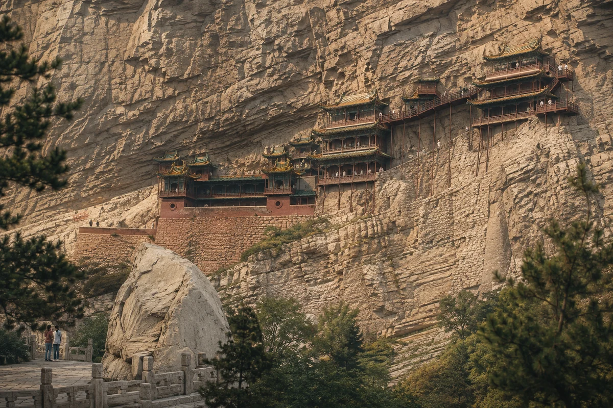 See a temple meet the cliff