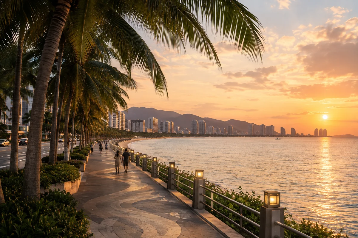 Let sunset stretch along the city coast