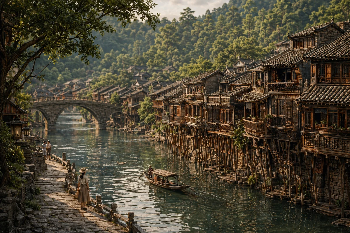 Follow the river through the old town