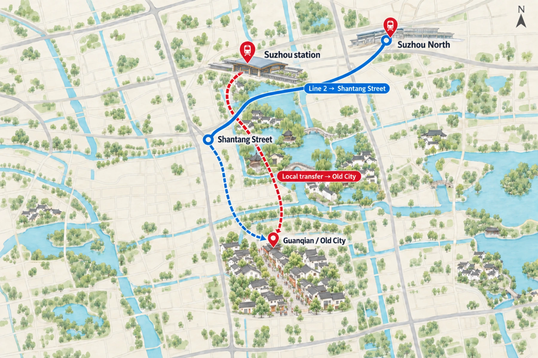 Routes from Suzhou's airports into the city centre